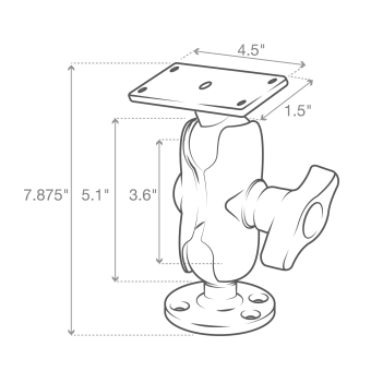 Ram Mount RAM-D-202-25-C-202U - Drill-Down Ball Mount 129mm for Humminbird Helix 8-10 & Xplore Series