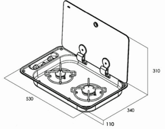 Allpa Airxcel Gas Hob Unit With Cover, Burners: 1x Small/1x Medium