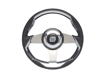 Ultraflex 69198P - Steering Wheel Grimani Black/SS Spokes 350mm