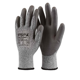 PSP Glove 15-600 Cut Protect D PU Grey Work Gloves