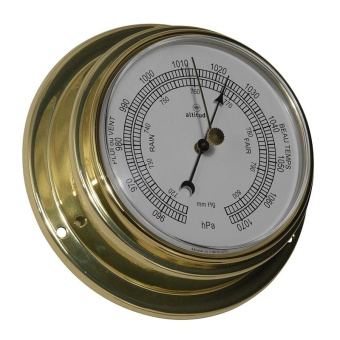 Altitude Barometer Brass English Front Loaded Ø125 mm