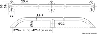 Osculati 41.911.36 - Oval Pipe Handrail AISI316 19x25 mm 915 mm