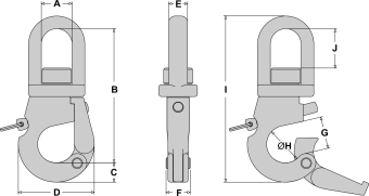 Tylaska TY2020L-S SS20L Standard Bail Plunger Pin Lifting Hook