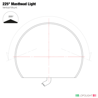 Lopolight 300-037-CD - Navigation Light 5NM 225° White, Masthead, Silver Anodized