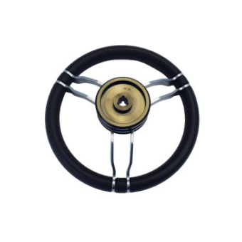 Gussi Italia 3TNO3571SX Tino Steering Wheel - Black - 6 Chrome Spokes - Ø350 mm