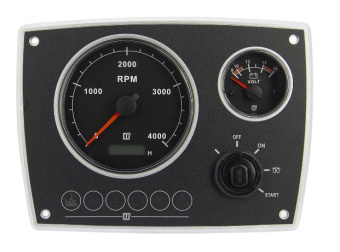 Vetus MPA22KBS2 - Instrument Panel MPA22, 12V, 2 Instruments (0-4000 rpm), Black Dial