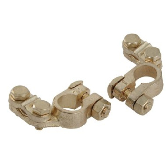 Euromarine Double Clamp Brass Battery Terminal - Pair