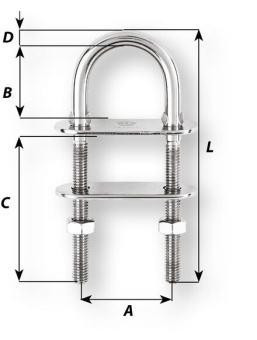 Wichard 6525 - U-bolt Pad Eye Stainless Steel 10 x 110 mm