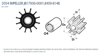 Technautic 7425 - Impeller W95xH88.5 Shaft 25 Spline 12-Blade