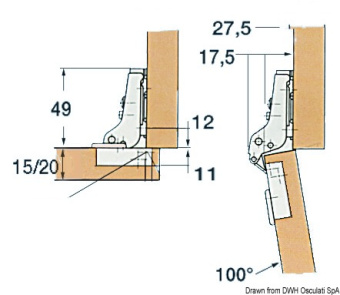 Osculati 38.525.42 - Spring Hinge 5-9 mm 94x54 mm