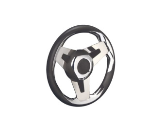 Ultraflex 69557S - Steering Wheel Loredan Black/SS Spokes 350mm