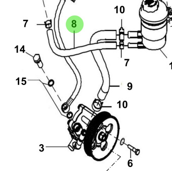 Bukh 00800-BS131 - Power Steering Oil Return Hose for S270J Engines