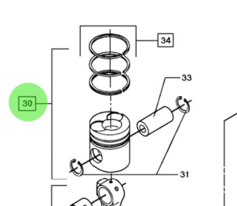 Bukh 023D0302 - Piston Assembly With Pin and Rings for DV36 and DV48 Engines