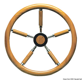 Osculati 45.167.50 - Stainless Steel Steering Wheel with Teak External Rim 500 mm