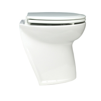 Jabsco 58220-3012 - Deluxe 17" Electric Toilet 12V, Angled With Flush Pump, Soft Closing