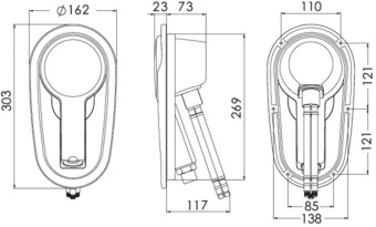 Osculati Adriana Recess-Fit Boat Shower 162x303 mm with 4 meter Stainless Steel Hose - 15.480.00