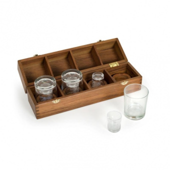 Teak Captain's Bar Set of 8 Glasses