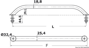 Osculati 41.910.12 - Oval Pipe Handrail AISI316 External Screws 305 mm