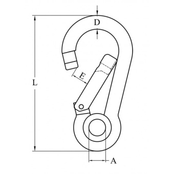 S.S.316 Carabiner With Eye And Stright Closing 8X80 mm