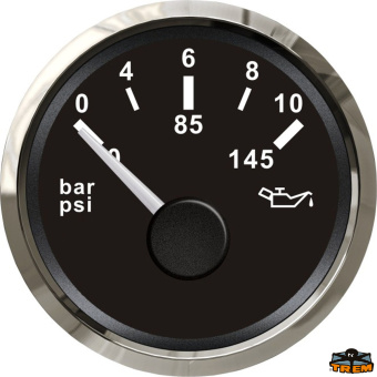 Trem L3280767 - Oil Pressure Gauge 0-10 Bar Black Cut-Out Diameter 52 mm