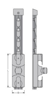 Antal 602.313 - Aluminum 'Automatic' T-Track (40x8) For Slider, Cut Out Ø=8mm, Hole Spacing 50mm