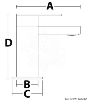 Osculati 17.004.02 - Square Tall Faucet for Toilet Sink (For Projecting Sinks)