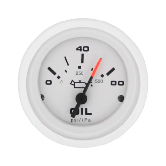 Veethree 31180E - White Domed Oil Pressure Meter 80psi (SW)