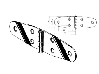 Flat Hinge Stainless Steel ROCA 140 x 40mm Top Pin