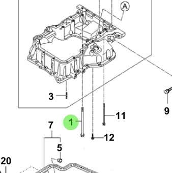 Bukh 21120-3A000 - Bolt for S270J Oil Pan and Timing Chain Cover