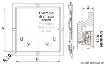 Osculati 19.440.44 - Square Hatch LEWMAR FLUSH HATCH 512x512 mm