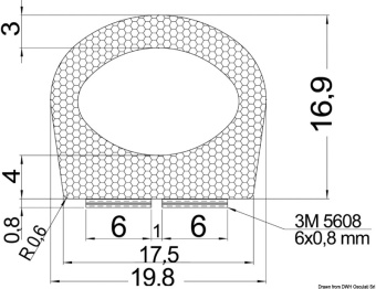 Osculati 44.490.02 - Self-Adhesive Rubber Profile (25 m)