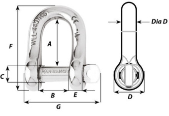 Wichard 1401 - Captive Pin D-Shackle 4 mm