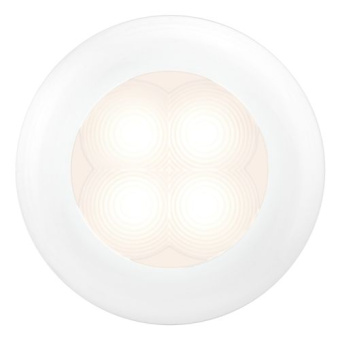 Hella Marine 2XT 980 500-741 - Warm White LED Round Courtesy Lamps, 12v White Plastic Rim