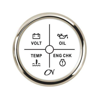 4-LED Alarm Instrument - White Dial, Chromium Bezel, 9 - 32V