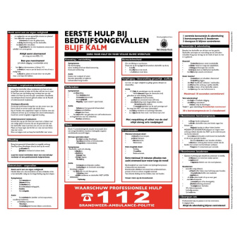 Marine First Aid Emergency Instructions Sign, Dutch, Hard Plastic, 300×390 mm, 1 mm Thick