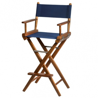 High Teak Folding Director's Chair Navy Canvas