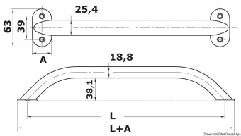 Osculati 41.911.24 - Oval Pipe Handrail AISI316 19x25 mm 600 mm