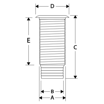 Nuova Rade 197015 - Nylon Through-Hull 2", 50mm Hose, Stainless Steel Flange