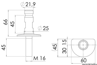 Osculati 41.173.60 Oval AISI 316 Male Stanchion Base for Ø25x1.5 mm Stanchions