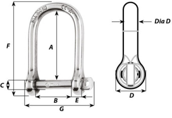 Wichard 1262 - Self-locking Large Shackle Stainless Steel 5 mm