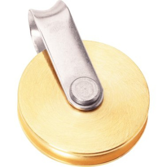 Barton 91200 – Brass Sheave Block Single Fixed Eye 35mm, Plain Bearing, Ø35mm Sheave, Max Rope 4mm
