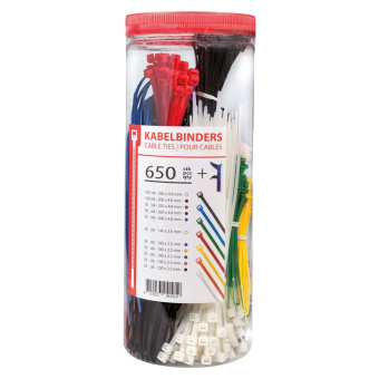 Cable Tie Assortment in Container + Pistol (650 pcs)