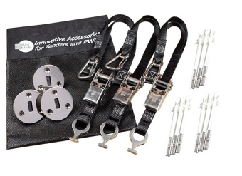 Rapid Marine PE25FFKIT-3-BK - Padeye Kit - Flush Fitting x 3, 3x25mm Tie Down Straps Black