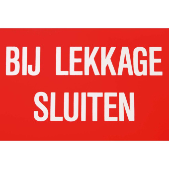 Marine Close in Case of Leakage Safety Instruction Sticker, Dutch, Soft PVC, 150×100 mm