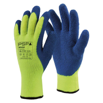 PSP Glove 18-110 Winter Latex Grip Blue/Yellow Work Gloves