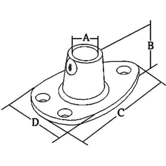 Allpa Stainless Steel Flag Pole Base, Ø19mm