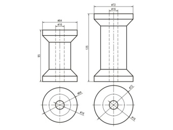 Talamex Keel Roller PU L95mm Ø64mm Shaft 16mm