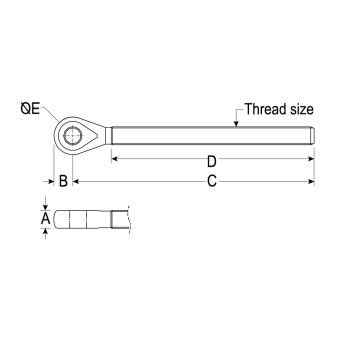 Ronstan RF1502-0606 Threaded Eye, 3/8" UNF Thread