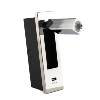 Hollex LED Reading Light With USB Chrome 10–30V Warm White (White Glass)
