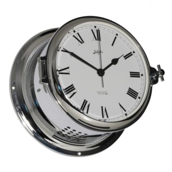 Schatz Clock Quartz Royal Brass Chrome Ø180 mm Roman Numerals With Glass Strike